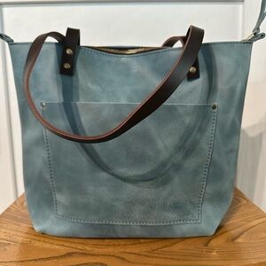 Medium Portland leather zip top tote